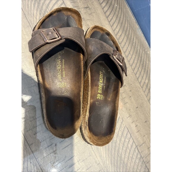 Birkenstock Madrid Womens Slide Sandal Size 8 US 39 Single Strap brown leather - Picture 10 of 10